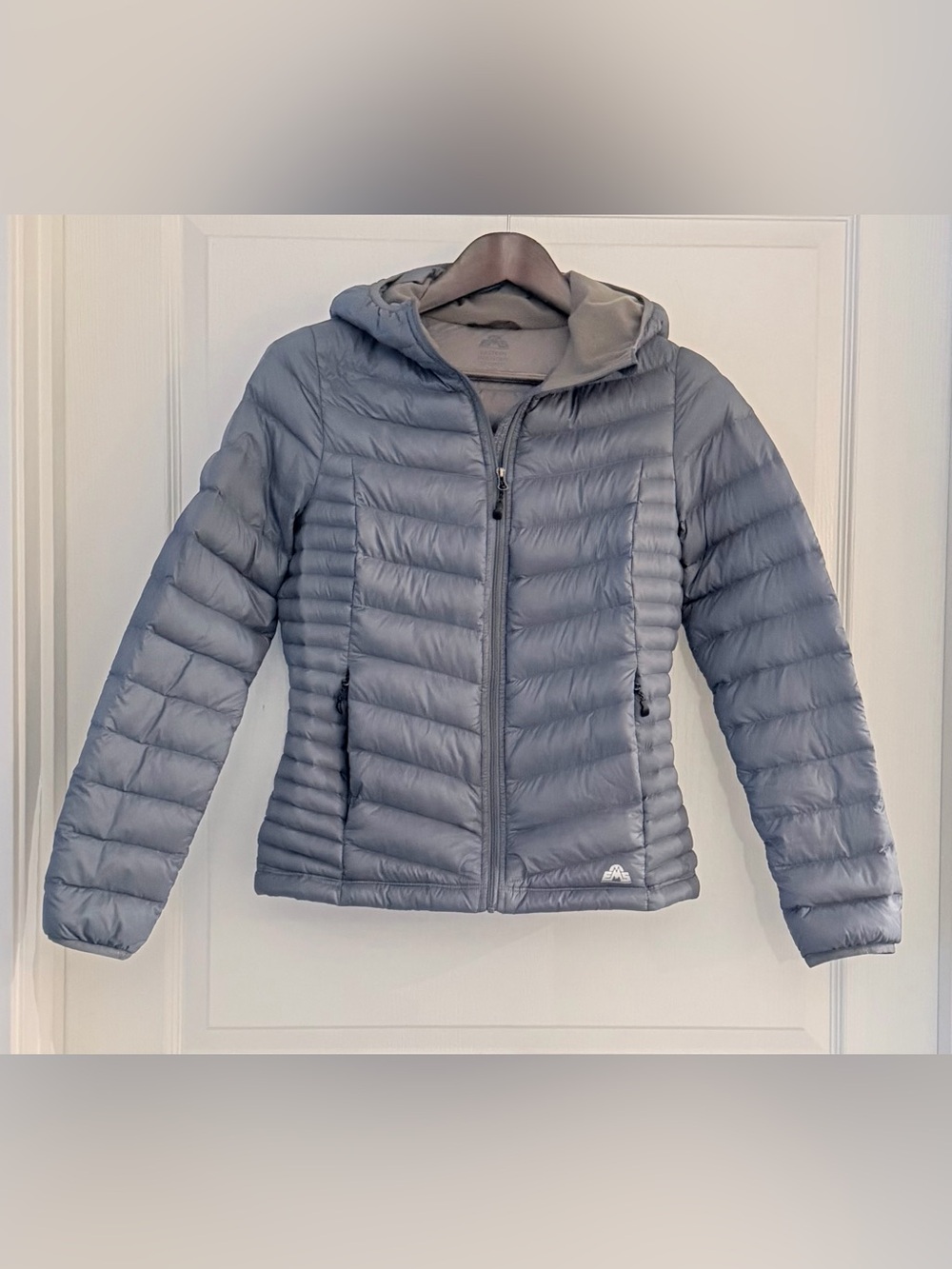 Eastern Mountain Sports Down Light Gray Hooded Puffer Jacket